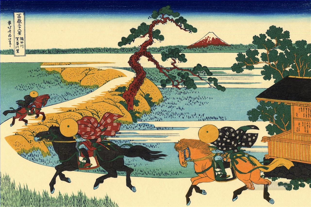 隅田川沿いの関屋の野 1831年 葛飾北斎 浮世絵油絵